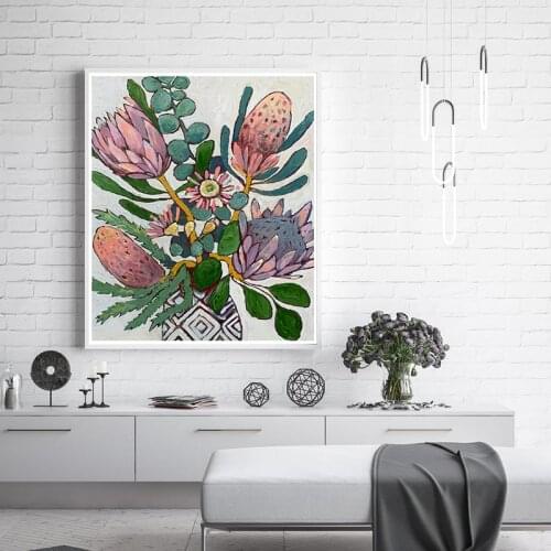 Australian Native Flower Prints King Protea Banksia Eucalyptus Leaves Botanical Canvas Poster Gum Blossoms Painting Home Decor