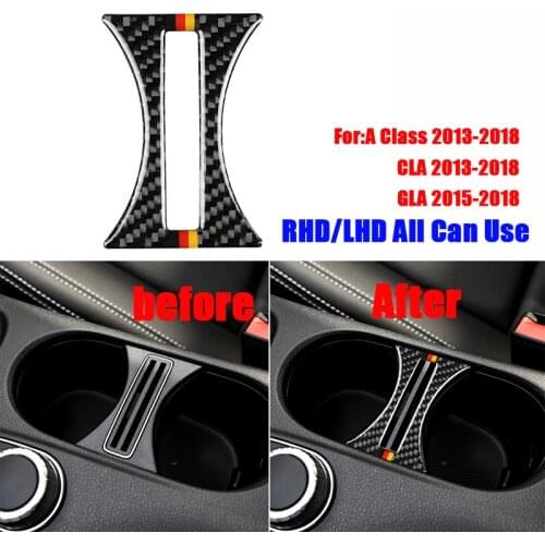 Carbon Fiber Car Accessories Interior Cup Hoder Decor Car Sticker For Mercedes W169 W117 W156 A Class CLA GLA Car Styling