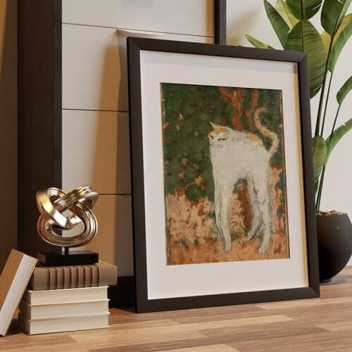 The White Cat Canvas Print Giclee Wall Art Posters Gallery Wrapped. Vintage style gift Classic Painting Home Decor Quadro