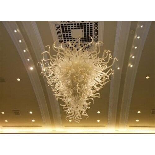 Large CE/UL Certification Restaurant Entrance LED lights Blown Glass Chihuly Chandelier Lighting in White