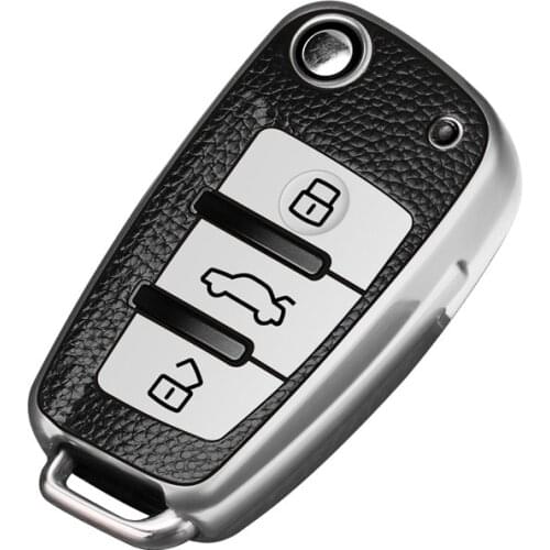 TPU+PU full protect Key Cover Key Case For Audi A1 A3 A4 A5 Q7 A6 C5 C6 A7 A8 R8 S4 S5 S6 S7 S8 SQ5 2015 2016 2017 2018 Flip Key
