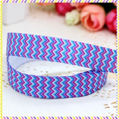 DHK 5/8'' 5yards Fold Over Elastic FOE chevron printed headband hair band diy decoration OEM Wholesale E367