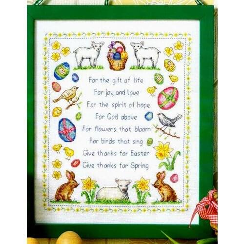 Fishxx Cross Stitch,Gold82-5cartoon[Easter blessing]water-soluble printing,100% accurate pattern,11CT,Need to embroidery