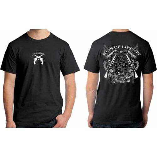 SONS OF LIBERTY T-Shirt 2nd Amendment Tee Live Free, Eagle Guns AR15 Cotton Round Neck Short Sleeve Shirt Double Sided Printing