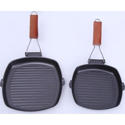 Kitchen Collapsible Steak Frying Pan Master Pan Non-Stick Divided Grill/Fry/Oven Meal Skillet Baking Pan Black Barbecue Pot