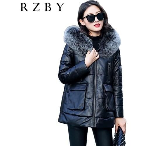 Women Thick Winter Genuine Leather Cold-resistant Jacket Fox Hair Collar Down Female Coats Real Natural Sheepskin 방한복 RZBY273