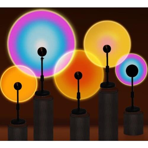 Sunset Projection Lamp Rainbow Atmosphere Night Light Sunset Light For Bedroom Decoration livingroom Background Table Lamp