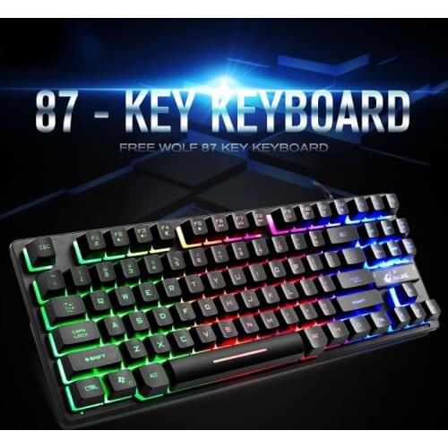 K16 87 Keys Mechanical Gaming Keyboard For Gamer PC Laptop Tablet Desktop Mechanical Wired Keyboard With RGB Backlight