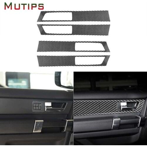 Mutips Car Interior Door Handle Panel Trim Cover Carbon Fiber Sticker Accessories Auto For Land Rover Discovery 4 2010 2011-2016
