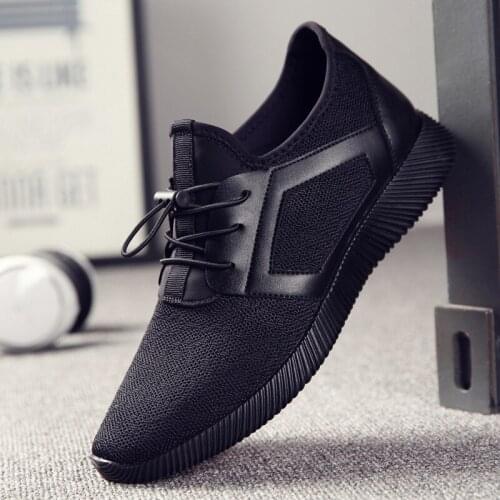 Spring mens shoes new fashion casual mens running shoes cross-border simple flying woven mens sports shoes