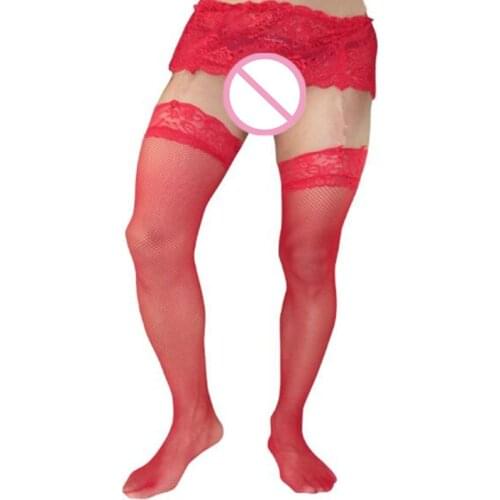 Mens Lace Stockings Sexy Small Mesh Stockings Porno Exotic Apparel for Male Underwear Lingerie Adult Stocking New Dropshipping