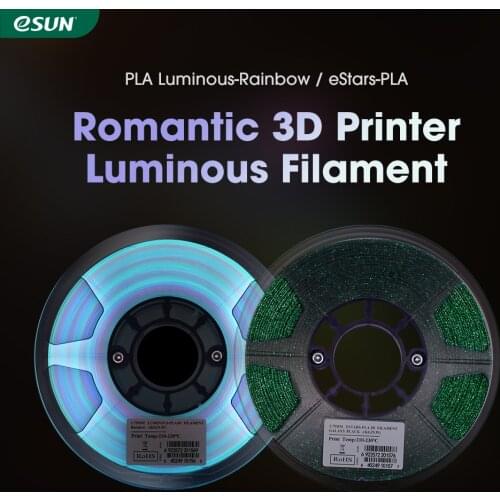 ESUN PLA Luminous-Rainbow eStars-PLA Filament 1.75mm Glow in the Dark Pla 1KG Spool Luminous 3D Printing Filament for 3D Printer
