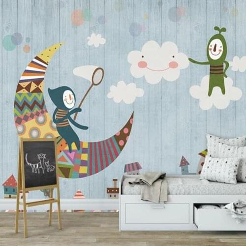 Milofi custom 3D wallpaper mural Nordic cartoon wooden childrens room background wall decoration wallpaper mural