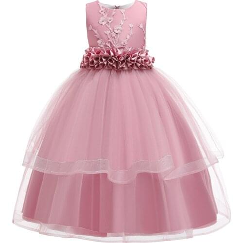 New Printed Elegant Dresses Girl Clothes Flowers Girl Wedding Evening Dresses Girl Dresses Girl Princess Party Dresses