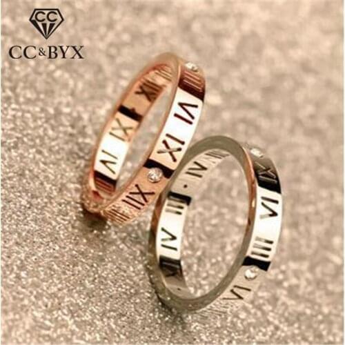 CC Couple Rings-For-Women Rome Digital Silver-Plated Ring Lovers Jewelry Bridal Wedding Engagement Fashion Bijoux Femme CC584