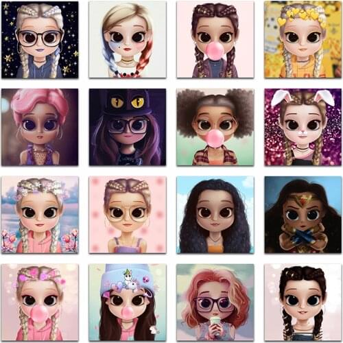 Full Square Diamond embroidery Cartoon DIY 3D Diamond mosaic Cute girl Round Diamond painting Cross stitch beautiful Fairy set 3