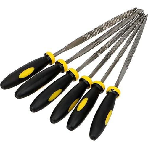 Portable 6Pcs 140mm Mini Metal Rasp Needle Files Set Wood Carving Tools for Steel Rasp Needle Filing Woodworking Hand File Tool