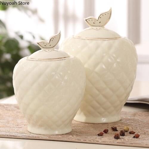 Simple Ceramic Ginger Jar Household Tea Storage Box Decoration Living Room Candy Storage Jar Modern Home Decoration Accessories