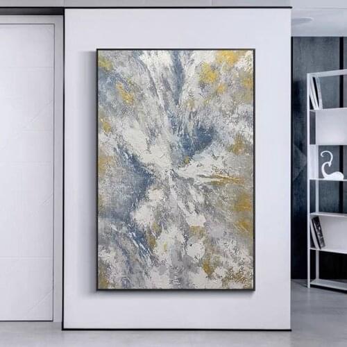 Hand Painted Abstract Oil Painting Wall Art Bright Color Style Minimalist Modern On Canvas Decorative For Living Room No Frame
