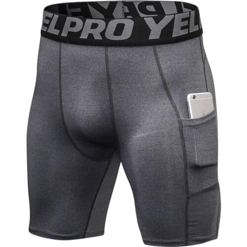 Men Breathable Quick Dry Solid Color Side Pocket Convenient Running Shorts High Elastic Fitness Training Shorts Fit Body Build