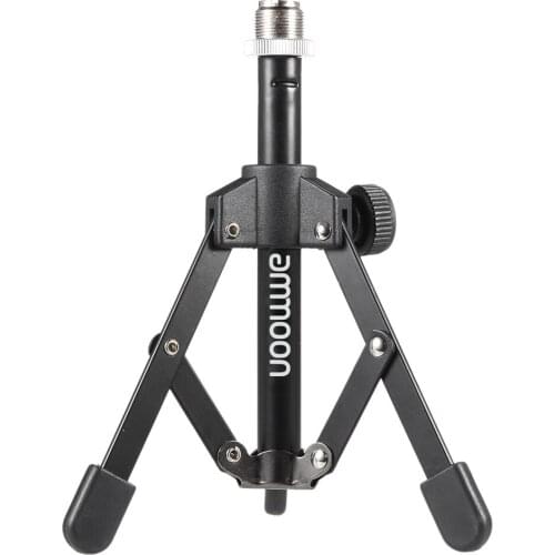 Ammoon MS-12 Mini Foldable Adjustable Desktop Tripod Microphone Stand with MC3 Mic Clip Holder Bracket for Lectures Podcasts