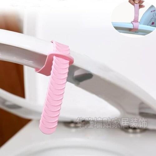 Silicone toilet cover lock type large size toilet flip cover handle creative anti-dirty hand toilet handle