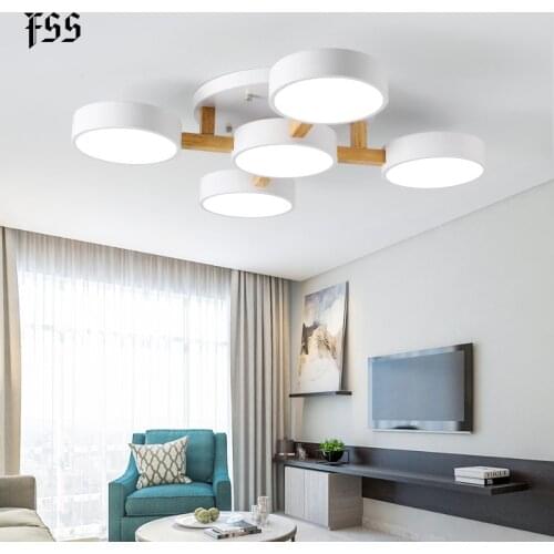 Fss Modern Nordic Wood Ceiling Lights Macaron Lighting For Living Room LED Lamp Bedroom Hall lamps Home Lighting Light Fixtures
