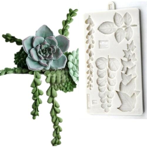 Succulent Ivy Rose Eucalyptus Leaves Silicone Mold Trailing Mould Fondant Cake Decorating Tools Sugarcraft Flower Tools K891
