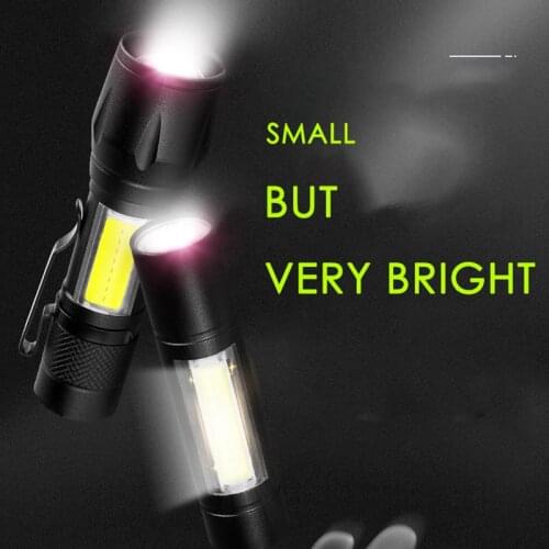 Led portable flashlight mini rechargeable built-in lithium ion battery strong light USB lantern Hook clip Camping hunting