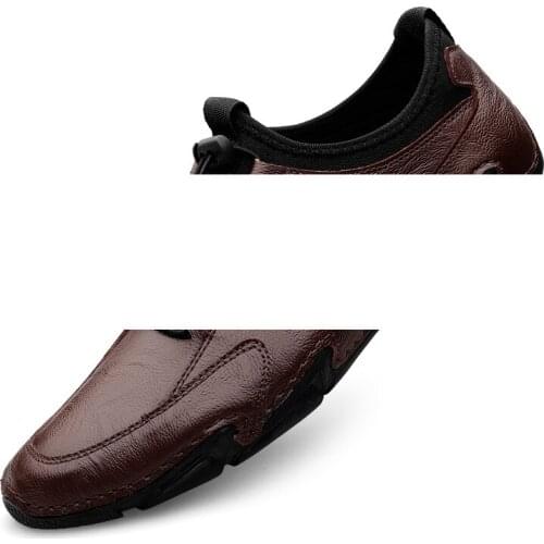 Classic Genuine Leather Summer Mens Flat Loafers Men Outdoor Sneakers Male Walking Driving Footwear Office Business Dress Shoes