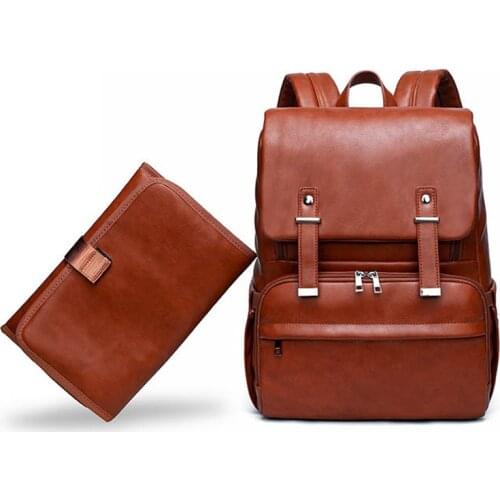 High Quality PU Leather Diaper Bag Backpack Women Stroller Organizer Bags Maternity Travel Nappy Bags for Baby Care Mochila
