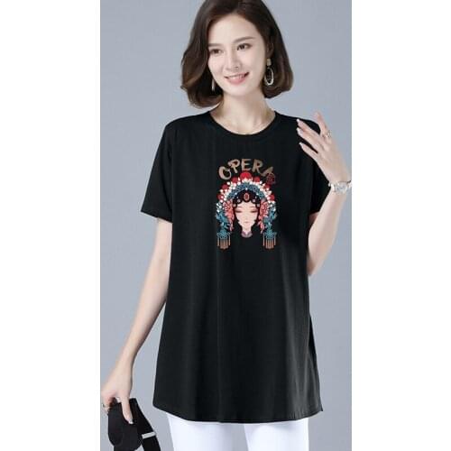 M-4XL New Women T-shirt Summer 2021 Fashion Casual V-Neck Short Sleeve Print Loose Cotton T-shirt Basics Tee Tops