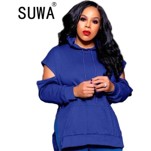 Double Side Zipper Split Autumn Winter Tops Women Fashion Hooded Long Sleeve Sweatshirt Streetwear Casual Cut Out Loose Hoodies