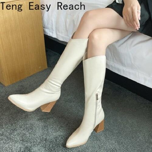New Autumn Women Knee High Boots Pointed Toe Women Winter Shoes Fashion Sexy Party Shoes Women Footwear Size 33-43