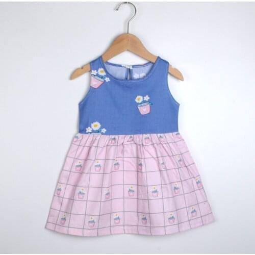 ZWY415 Denim Dress For Girl Baby New Summer Flower Princess Dress Party Wedding Pageant Dresses Clothes