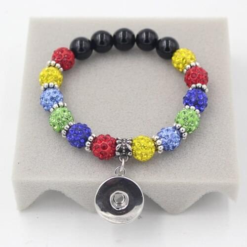 10pcs/Lot New Puzzle Autism Awareness Bracelet Crystal Bead Bracelet with 18mm button Charm Bracelet For Snap Jewelry Bijoux