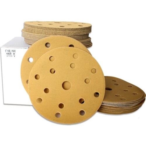 100PCS 6 Inch 150 mm 15 Holes Hook and Loop Abrasive Paper Automotive Sandpaper Wood Sanding Disc for Polishing and Grinding