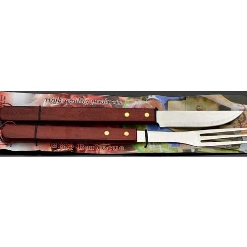 2Pcs/Set BBQ Tool Utensil SUS 304 Stainless Steel Quality Outdoor Accessorie Cooking Kit Wooden Handle Barbecue Camping Grill