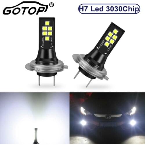 2pcs H7 Led Bulb 12SMD 3030 Chips 360 Degree Beam Angle Super Bright Fog Light 6000K White Driving Day Running Lamp Auto 12V