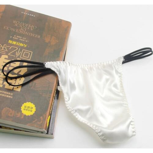 2 PACK 100% Natural Mulberry Silk Belted Mens Sexy String Thong Underwear L XL 2XL MS102