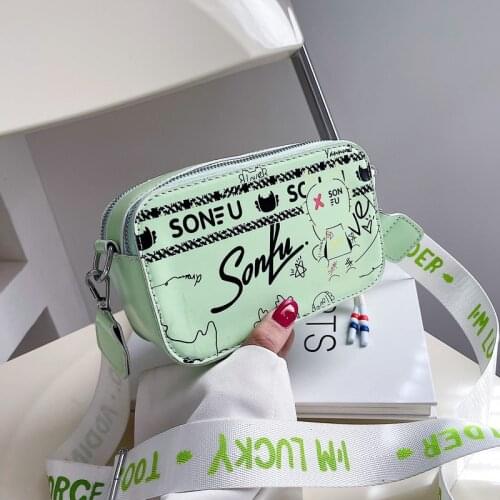 2021 Luxury Designer Handbags Women Shopper Wallets Fashion Individuality Graffiti Letters Wide Shoulder Strap PU Crossbody Bags