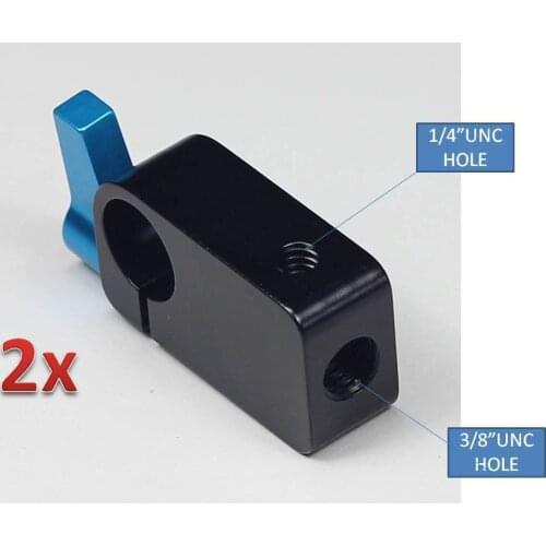 2x single Rod clamp with 1/4" hole and 3/8" hole for 15mm Support Rail Rig Rail