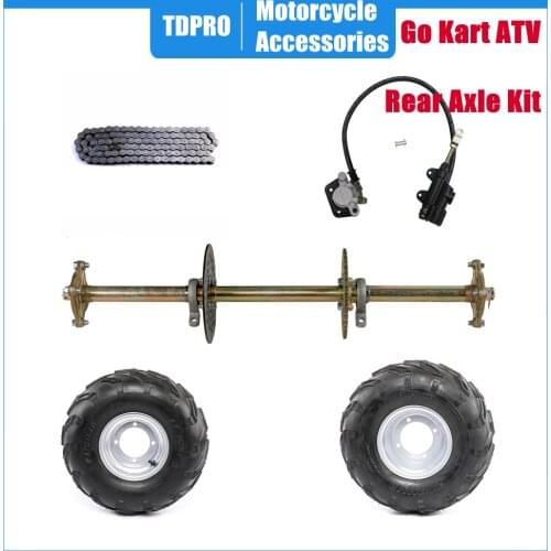 32" Go Kart ATV Complete Rear Axle Kit+Hub 7" 16x8-7 Tyre Rim Wheels+428 106 Linkds Chain+Rear Hydraulic Brake Cylinder Assembly