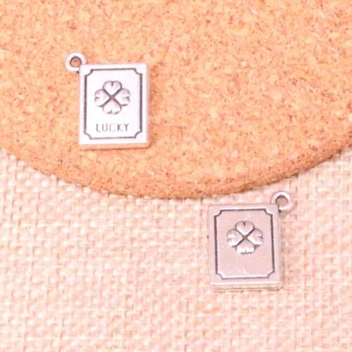 41pcs Lucky Clover Book Charms Zinc alloy Pendant For necklace,earring bracelet jewelry DIY handmade 15*13*3mm