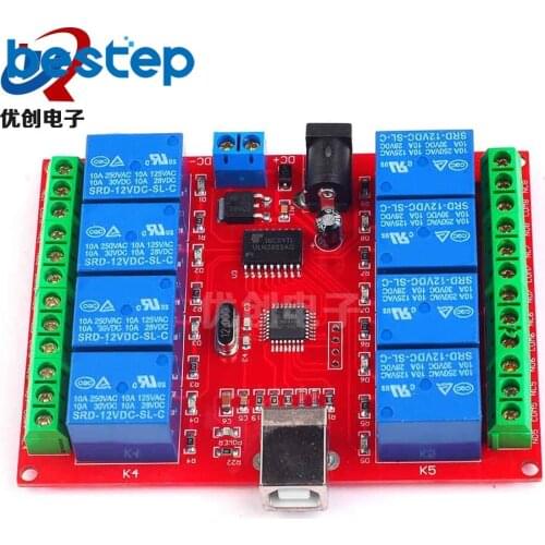 8 Channel 12V Computer USB Control Switch Free Drive Relay Module PC Intelligent Controller Red Board