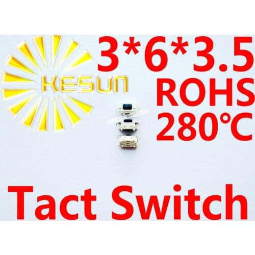 FREE SHIPPING 100PCS SMT 3X6X3.5MM Tactile Tact Push Button Micro Switch Momentary ROHS