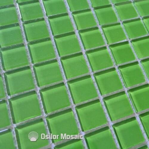 Free shipping square pattern green glass and crystal mosaic tile for home decoration wall tile