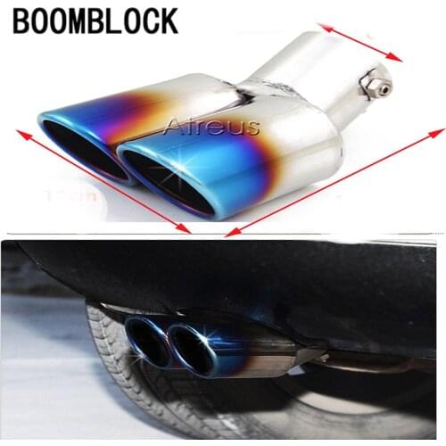 BOOMBLOCK Universal Car Twins Rear Exhaust Muffler Pipe Tip Cover For Kia Rio/Mazda/Chevrolet/Ford/Peugeot/Hyundai/Suzuki/Nissan