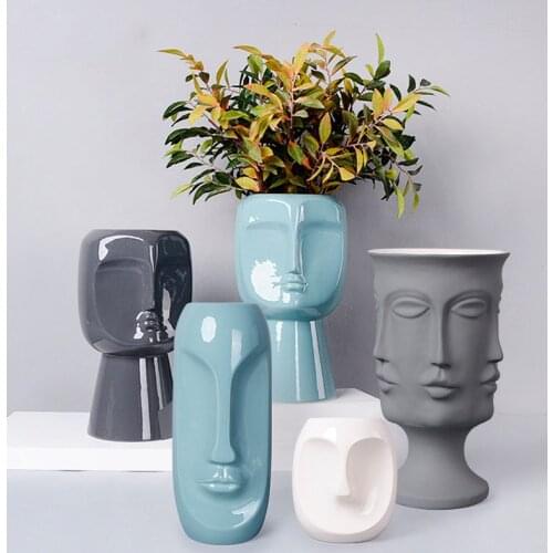 Nordic Creative Ceramic Body Art Human Face Vase Decoration Living Room Hotel Reason Home Decorat Ornaments