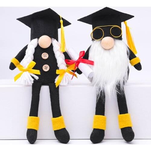 2021 Kids Toy Gnome Doll Wearing Bachelor Cap Dwarf Ornament Top Hat Faceless Graduation Doll For Home Party Decor